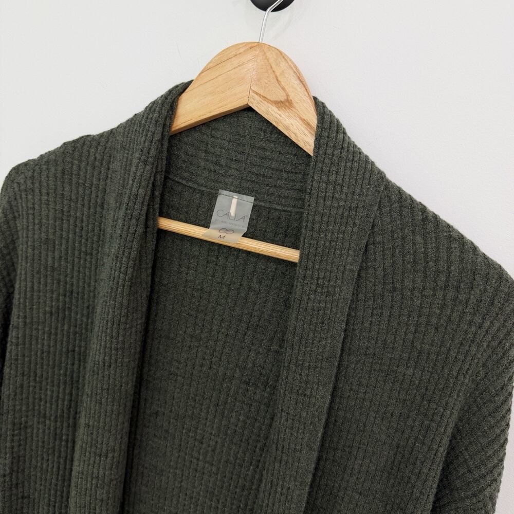 Women’s Calia By Carrie Underwood Green Long Ribbed Cardigan Sweater M - Picture 2 of 7